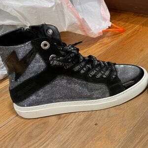 Zadig & Voltaire Women's ZV1747 High Flash Sparkle High Top Suede Sneakers